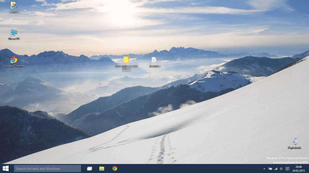 Der Desktop nach der Anmeldung. Da ist noch viel Platz!
