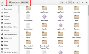 Ich habe die Windows-Partition als statisches Laufwerk unter /mnt/NTFS permanent eingehängt.
